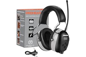 PROHEAR AM FM Digital Ear Protection 25dB NRR Audio Headphones, Noise Reduction Hearing Protection Earmuffs for Lawn Mowing, 