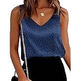 Mawor Satin Tank Tops for Women Loose Fit Sleeveless V Neck Cami Camisole Blouses Shirt Top