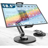 Portable Monitor Stand Large Clamp - Heavy Duty Aluminum Body Support up to 4.4LBS 16" 17.3" 18.5 inch 360&deg; Rotating Base Swivel Foldable Desk Stand for iPad Holder Tablet Mount for Kitchen/Travel