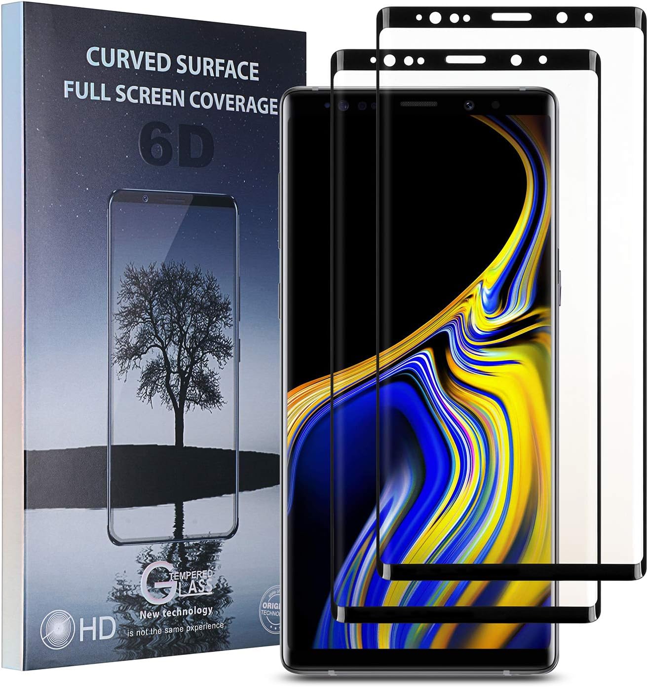 [2-Pack] Galaxy Note 9 Screen Protector Glass - Xawy 3D Curved [Tempered Glass] Screen Protector for Galaxy Note 9 [Case Friendly]