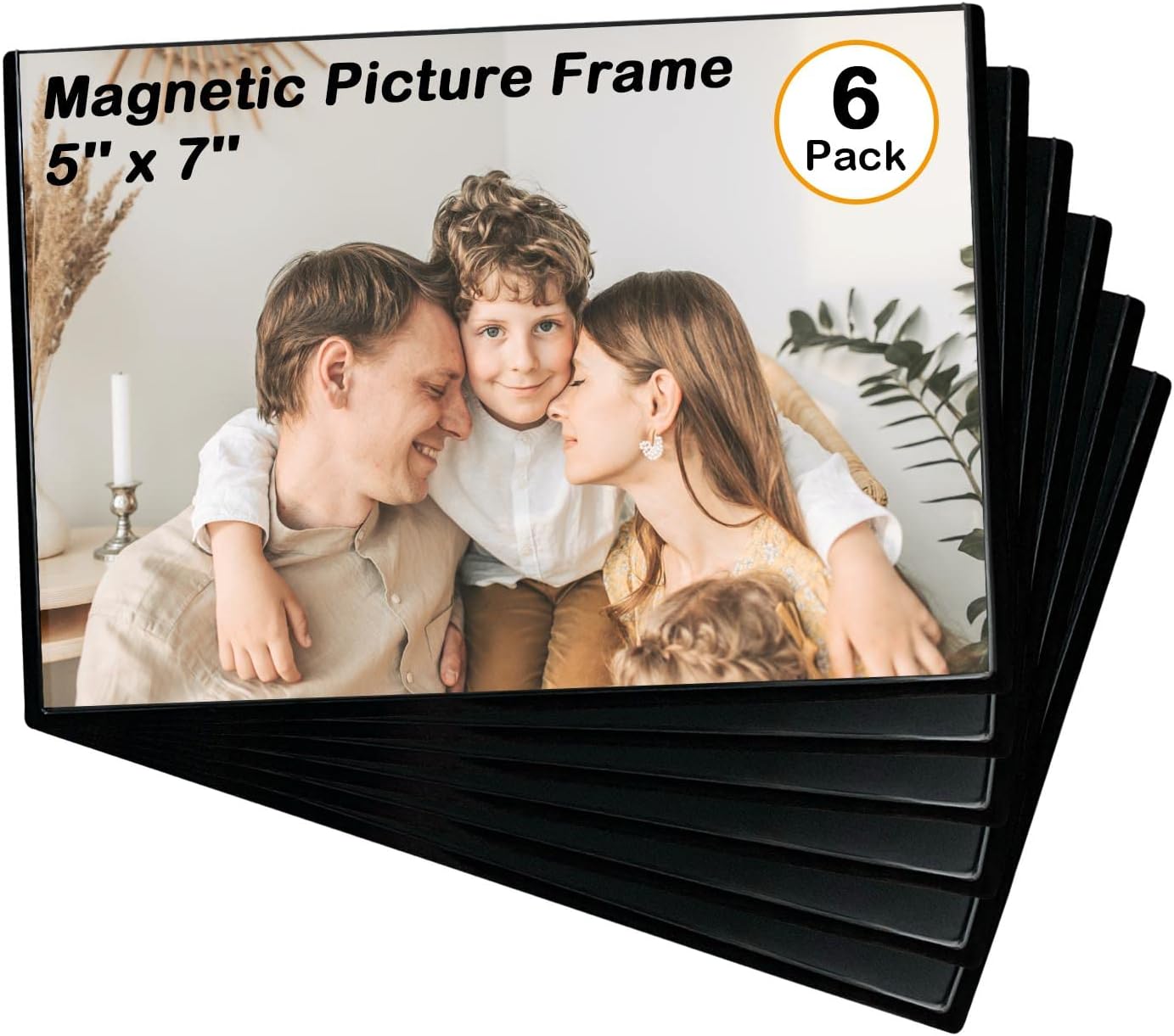 Photo Albums, Frames & Accessories - Mingting Magnetic Picture Frame, Holds 5X7 Inches Pictures, Reusable Black Magnet Fridge Photo Sleeves for Refrigerator, Locker,Office Cabinet (Black, 6) (6Pcs)