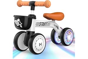 Topunny Baby Balance Bike 1 2 Year Old Boys Girls, Baby Bike with Lighting Wheels & Basket for Baby Toys 10-24 Months Toddler