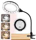 10X 20X Large Magnifying Glass with Clip Light and