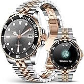 2025 DA GPT Smart Watch with Bluetooth Call,1.19-inch AMOLED Display, 24/7 Heart Rate, Blood Oxygen, Blood Pressure, Sleep Monitor, 107 Sports Fitness Tracker, Compatible Android and iOS Silver Gold