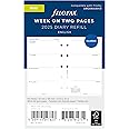 Filofax Calendar Diary Refill, Mini Size, Week-to-View with Notes Section, White Paper, Unruled, English, 2025 (C68121-25)