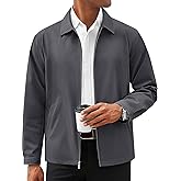 Runcati Mens Lightweight Jackets Full Zip Business Casual Windbreaker Fall Golf Coat Jacket with Pockets