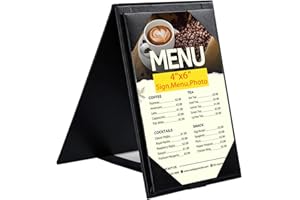 ONLVAN Leather Table Tent Menu Holder Sign Display Cafe Bar Cocktail Drink Restaurant Table Tents Menu Cover Desk Sign Stand A Frame Table Tent 4x6 inch