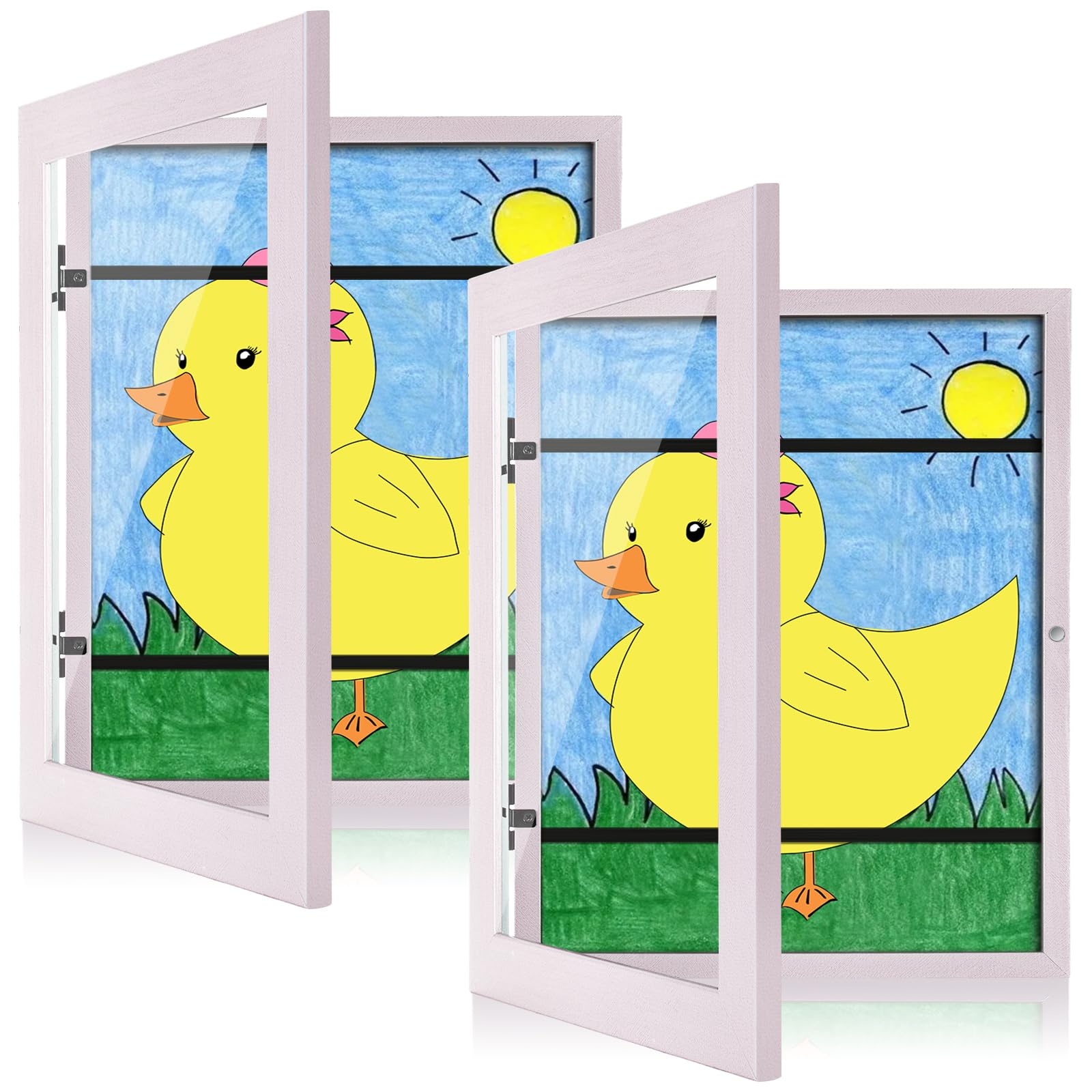 Photo 1 of [2-Pack] Kids Art Frames, 8.5x11 Front Opening Kids Artwork Frames Changeable, Pale Pink Artwork Display Storage Frame for Wall, Holds 50 Pcs, for 3D Picture, Crafts, Children Drawing, Hanging Art,