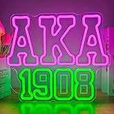 FuugZze Sorority Neon Sign 1908 Neon Lights Pink Led Signs for Bedroom Wall Dimmable Light Up Sign for Birthday Party Christmas Gifts Decor Sorority Gifts for Women