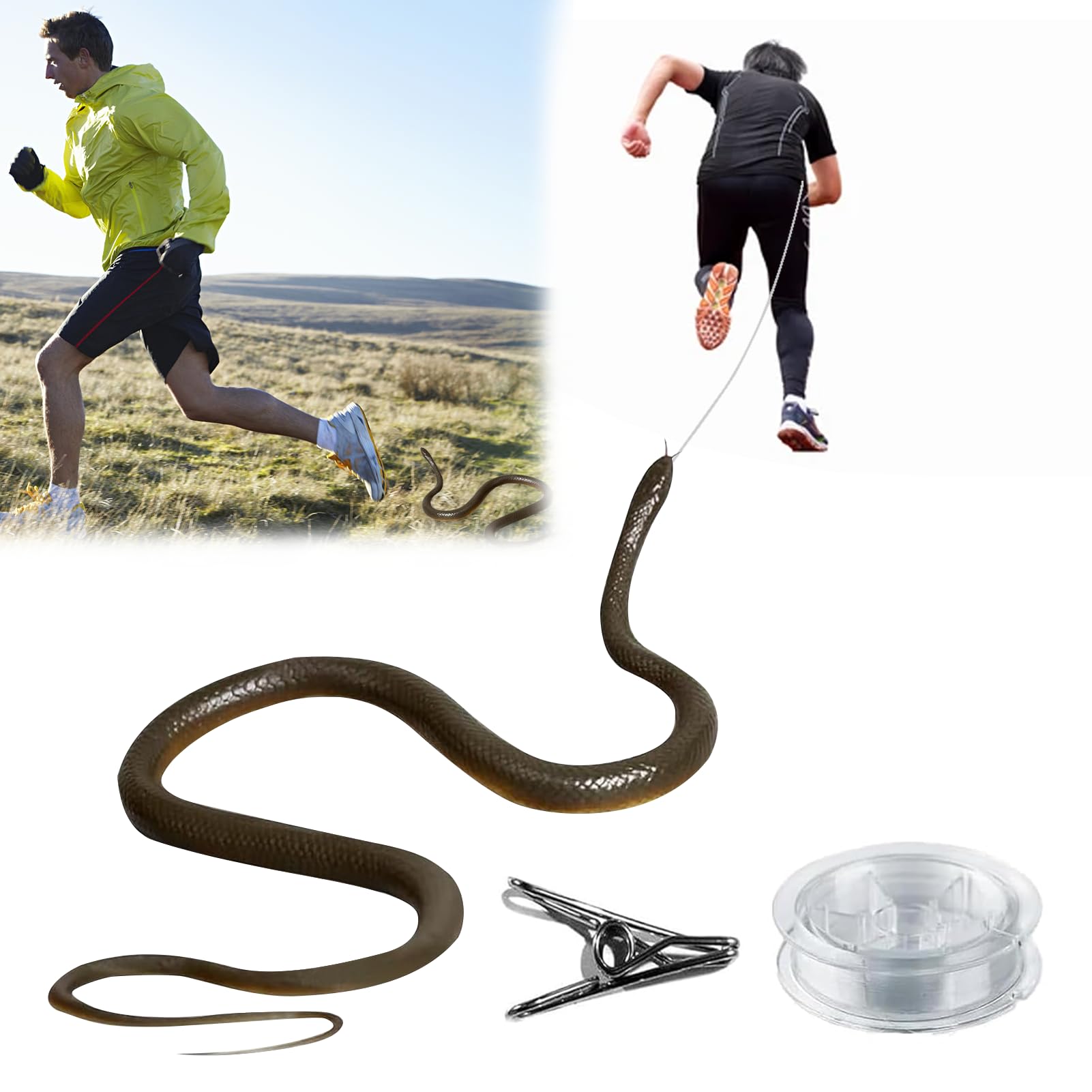 Snake Prank with String and Clip,1 PCS Fake Snake Pranks for Adults,April Fools Prank Kit,Rubber Snake Toy,Fake Snake Prank Kit,Rubber Snakes Prank Set,Clip on Snake Prank,Snake on a String Prank