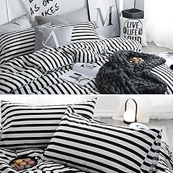 CLOTHKNOW Striped Comforter Set Queen 3Pcs Black