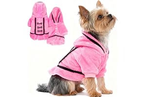 GENERIC Dog Sweaters for Small Dogs Winter Dog Dress Girl Puppy Sweater Fleece Warm Puppy Dresses with Leash Hole Cute Pink Clothes Bowtie Chihuahua Sweaters Pet Doggie Oufit (XX-Small)