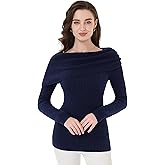 AmélieBoutik Women Off Shoulder Sweater Dressy Casual Slim Fit Long Sleeve Ribbed Knit Going Out Tops Blouse
