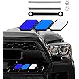TRD Grille Decor Badge, 3-Color Upgrade Emblem, Grille Insert Trims, Tri-Color Grille Badge Emblem Car Decoration Accessories Fit for Tacoma 4Runner Tundra Sequoia Rav4 Highlander (White Blue)