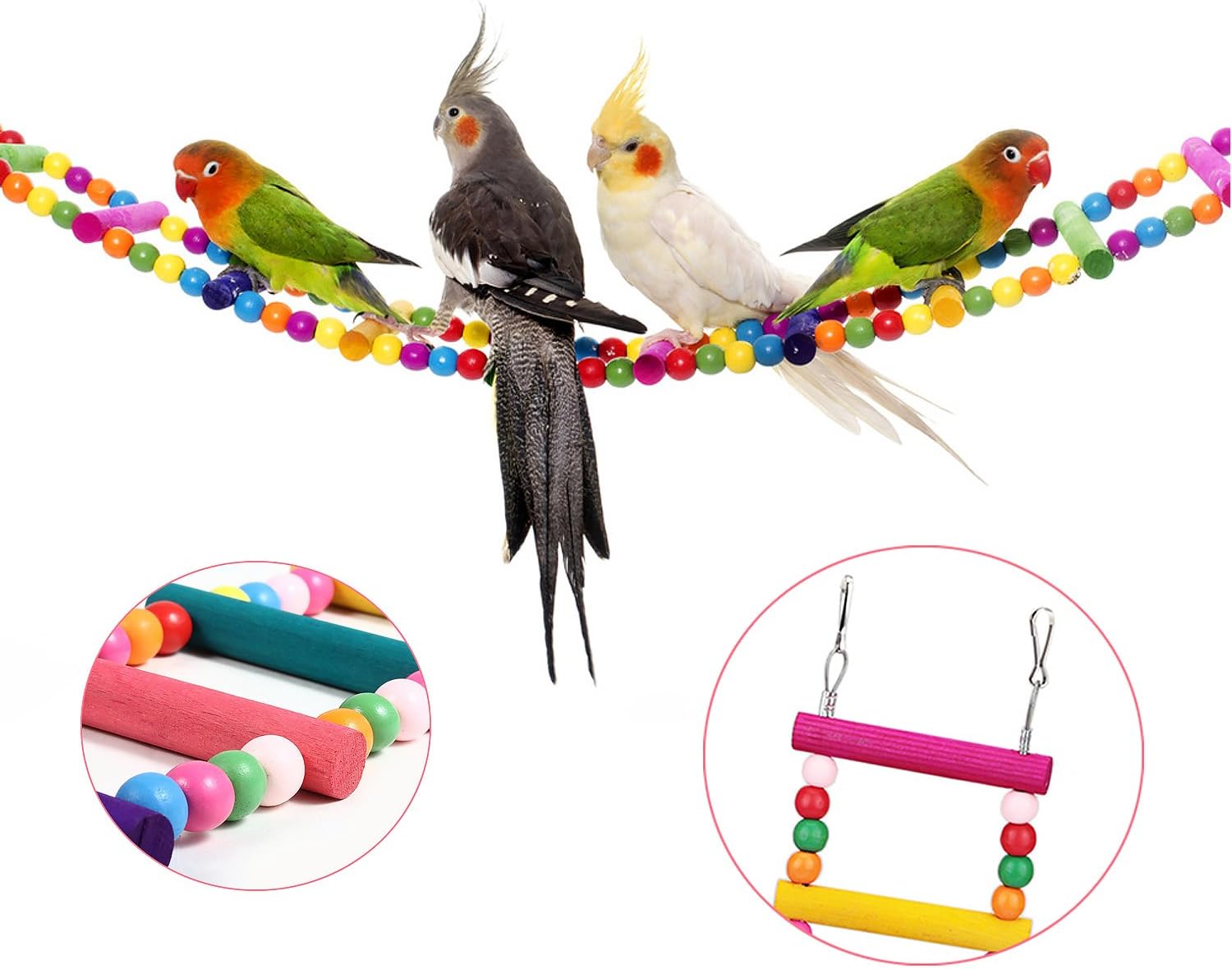 Bird Parrot Toys Ladders Swing Chewing Toys Hanging Pet Bird Cage Accessories Hammock Swing Toy for Small Parakeets Cockatiels, Lovebirds, Conures, Macaws, Lovebirds, Finches (12 Ladders) : Pet Supplies