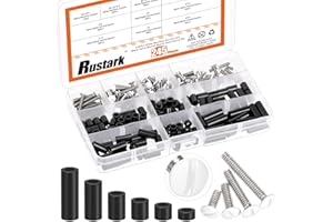 Rustark 245Pcs 6-32 White Wall Plate Screws Assortment Kit with Outlet Screws Spacers White Machine Screws Long Electrical Outlet Screws Light Plate Screws for Industrial Electricity