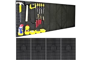 Made in USA Pegboard Wall Organizer 4 ea 24"x16" Plastic Pegboard Panels - 96” Wide - Kit P-212 B Garage Organization for Wor