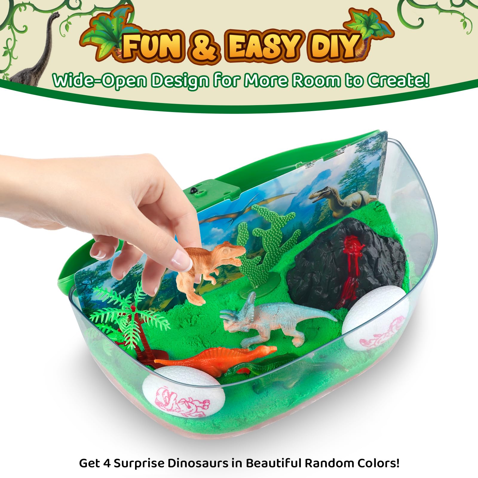 Dinosaur Terrarium Kit for Boys - DIY Light Up Terrarium Kit for Kids with Remote - Dinosaur Toys Crafts for Kids 3-5 5-7 - Fun Birthday Christmas Gifts for Ages 4 5 6 7 8 9 10+ Year Old Boys Girls
