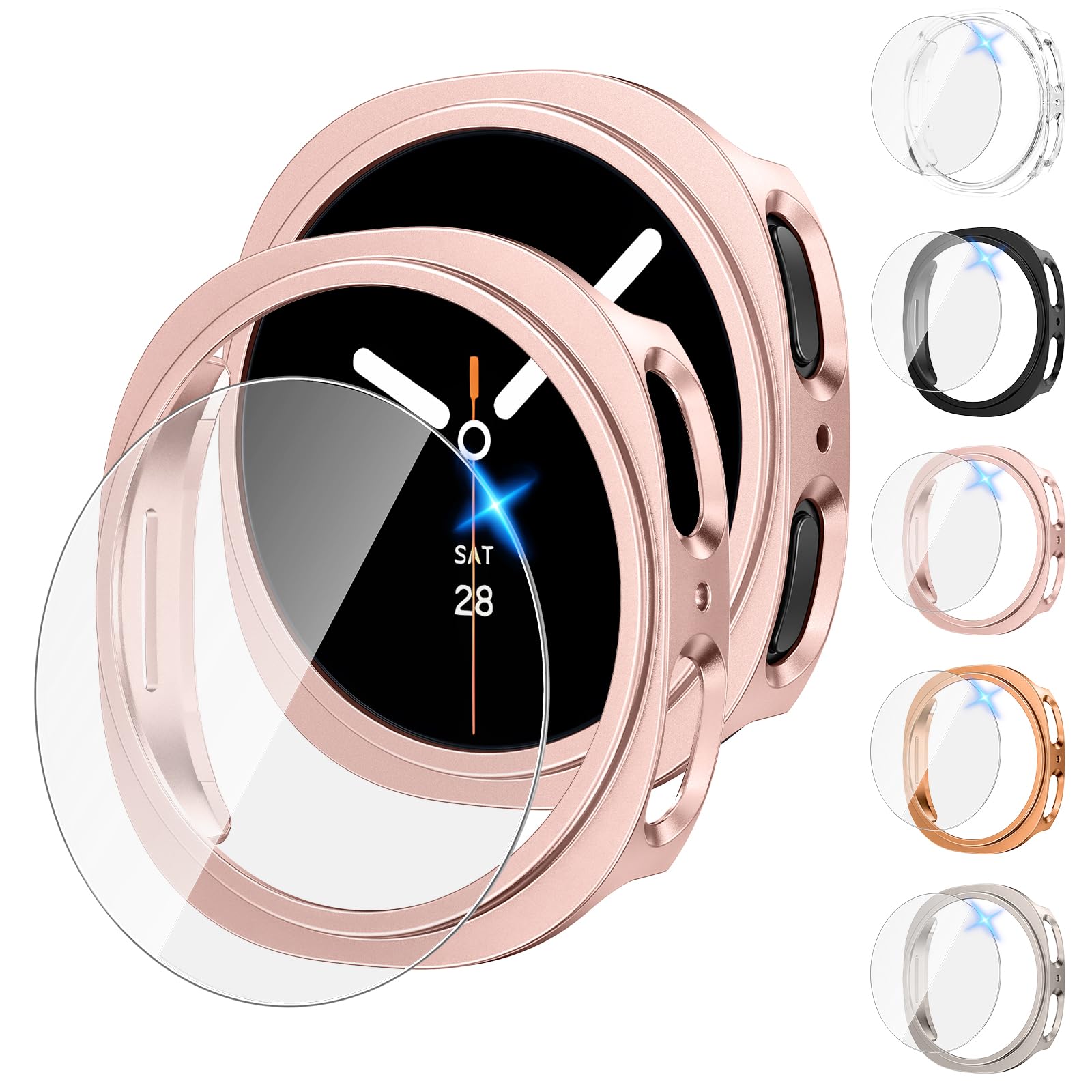 Photo 1 of Tensea [5+5Pack for Samsung Galaxy Watch 8 Screen Protector Case 40mm Accessories, Hard PC Bumper/HD Anti-Fog Tempered Glass Protective Film, Face Cover Set, Galaxy Watch 8 Case for Women Men