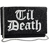 Pretty Robes TIL DEATH Beaded Clutch Purse for Wedding Day for Bachelorette Party, Bridal Shower & Engagement Gifts for Bride