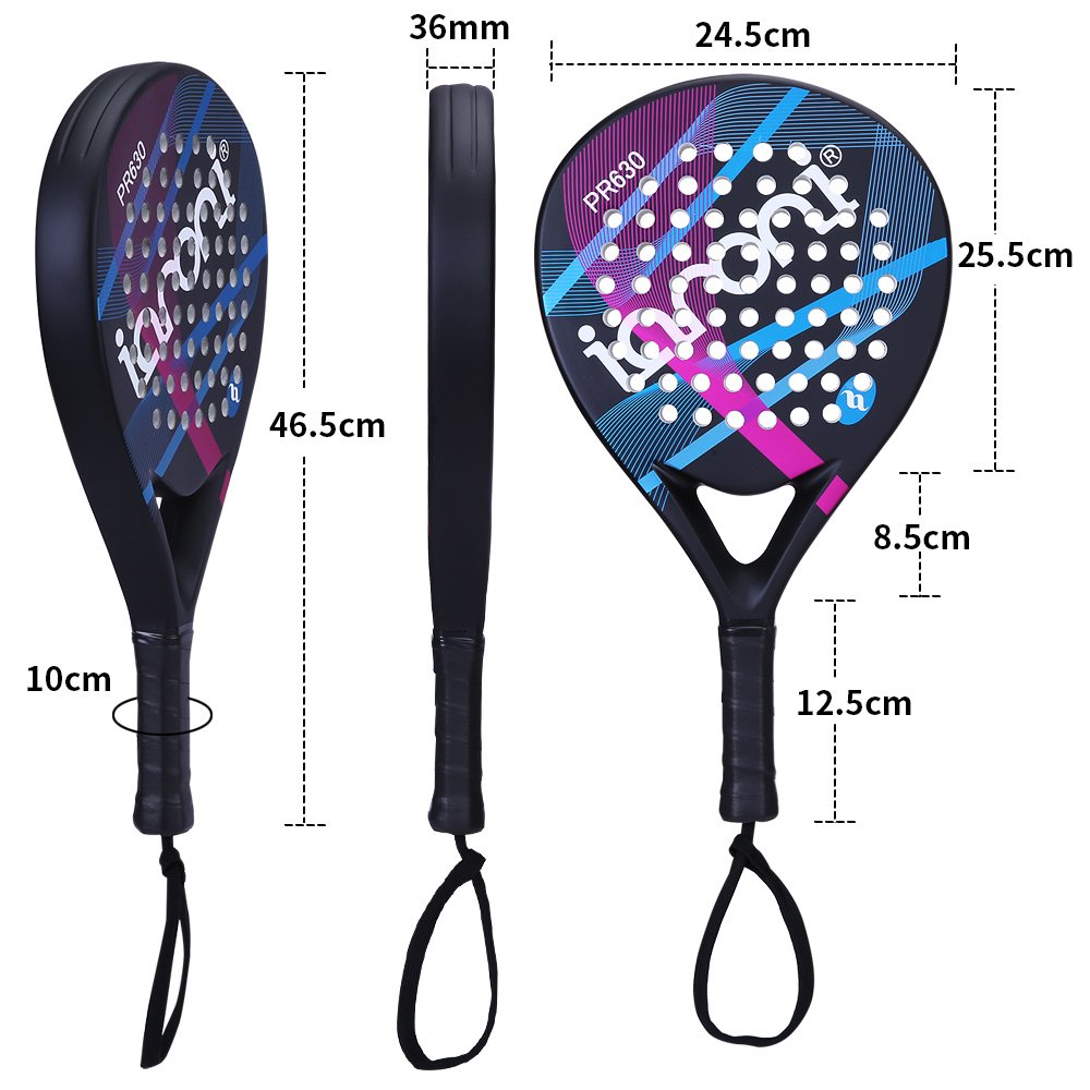 Amazon.com : ianoni Tennis Padel Beach Racket Tennis Paddle with Carbon Fiber Face and EVA Memory Foam Core-Used Interchangeably for Paddle(Padel ) and ...