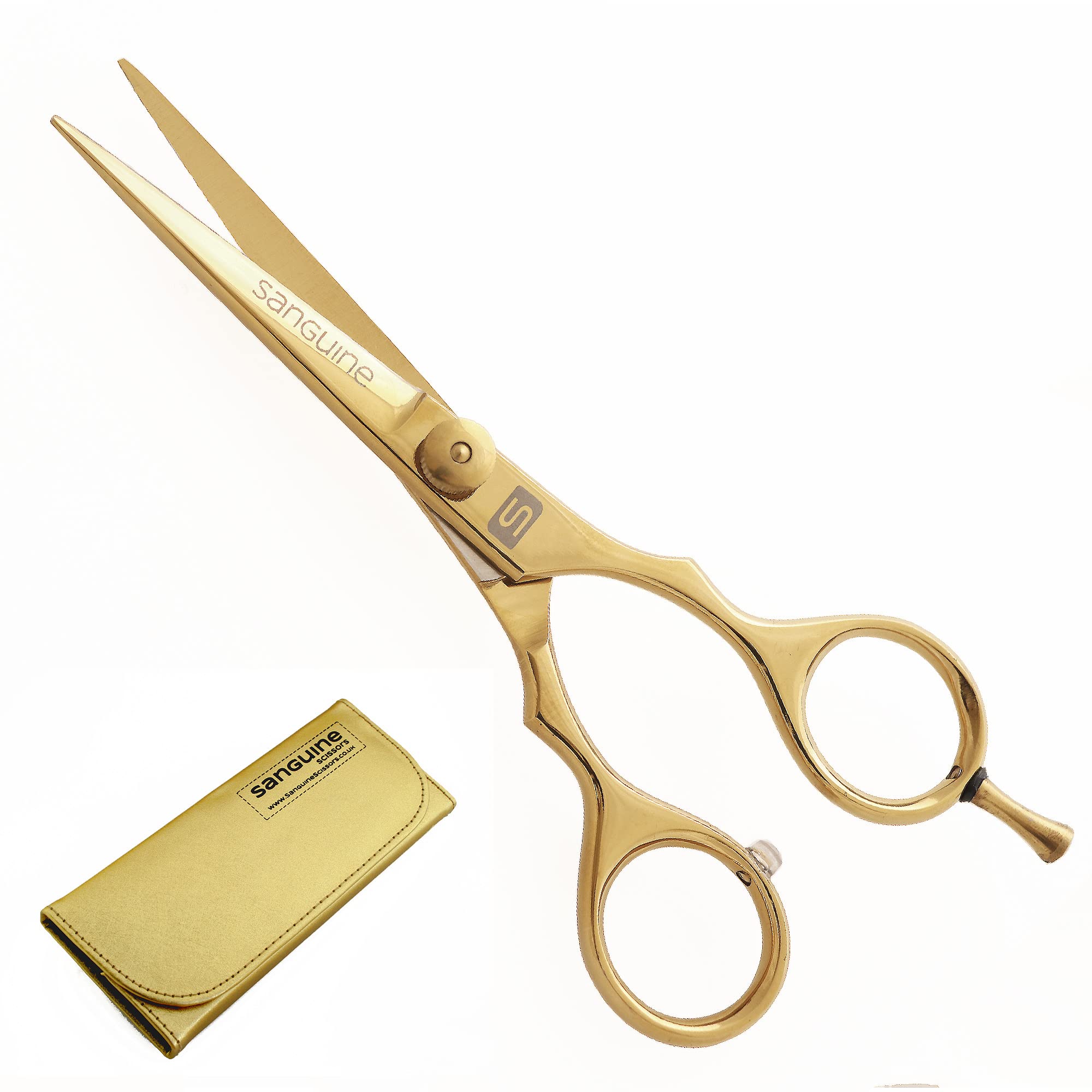 Professional Hair Scissors, Hairdressing Scissors for Barbers and Hairdressers - Golden 5.5" (14 cm) + Presentation case
