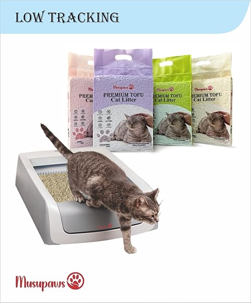 MUSUPAWS PREMIUM TOFU CAT LITTER (ORIGINAL) 100% NATURAL INGREDIENTS, ULTRA ABSORBENT, DUST – FREE, FLUSHABLE, EASY CLEANING & SCOOPING – PRETTY KITTY ODOR CONTROL LIGHTWEIGHT MULTI-CAT QUICK CLUMPING