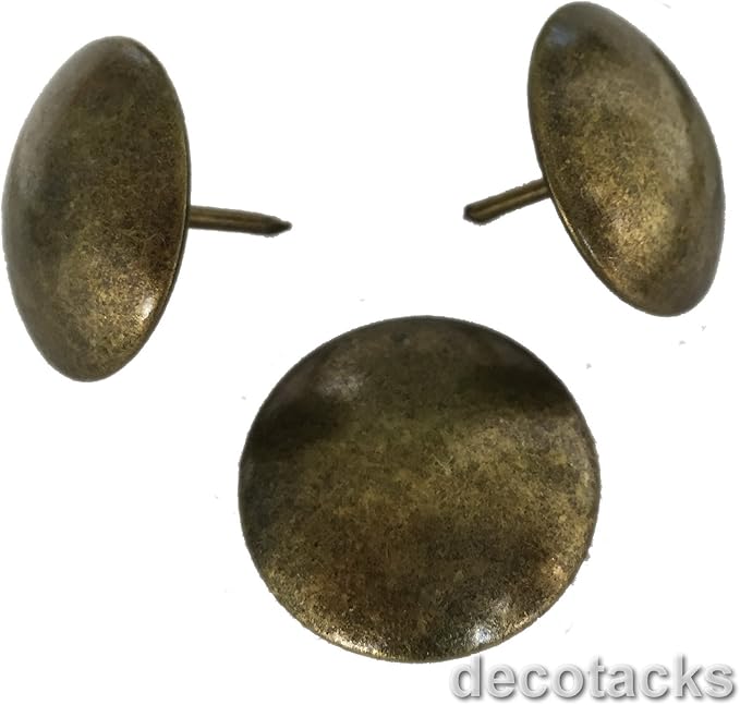 Decotacks Large Antique Brass Finish Upholstery Nails/Tacks 1 Inch 50