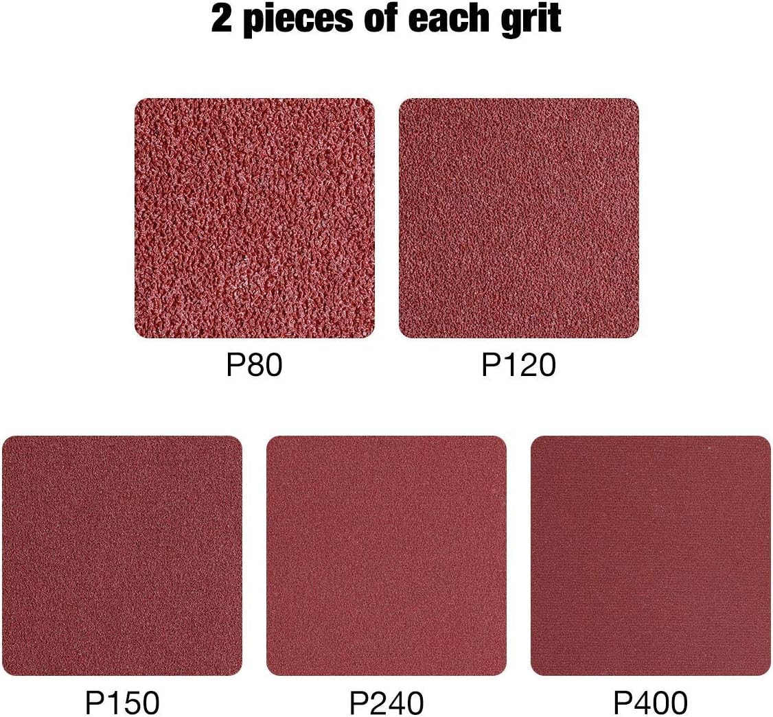 Aluminum Oxide Sanding Belts, 4-Inch x 36-Inch 80/120/150/240/400 Assorted Grits (10 Pack) - - 