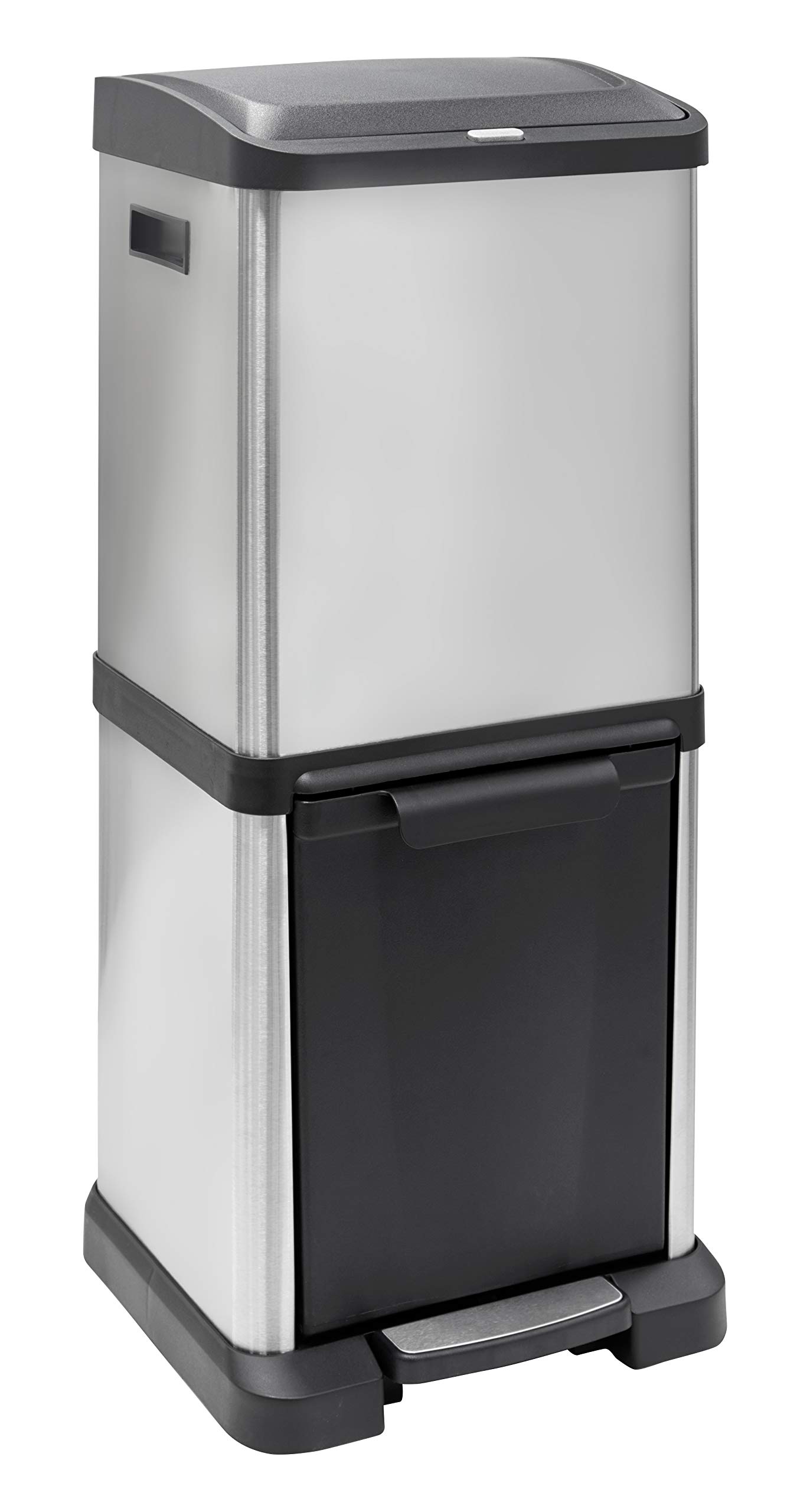 Arregui Binary CR705-34L Stainless Steel Waste and Recycling Bin with 2 Vertical Buckets, Stainless Steel