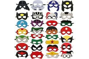 SSZS 30 Packs Superhero Masks Party Favors for Kids Toys Set, Dress Up Birthday Festival Christmas Halloween Cosplay Party Supplies Party Masks with 30 Different Types for Children