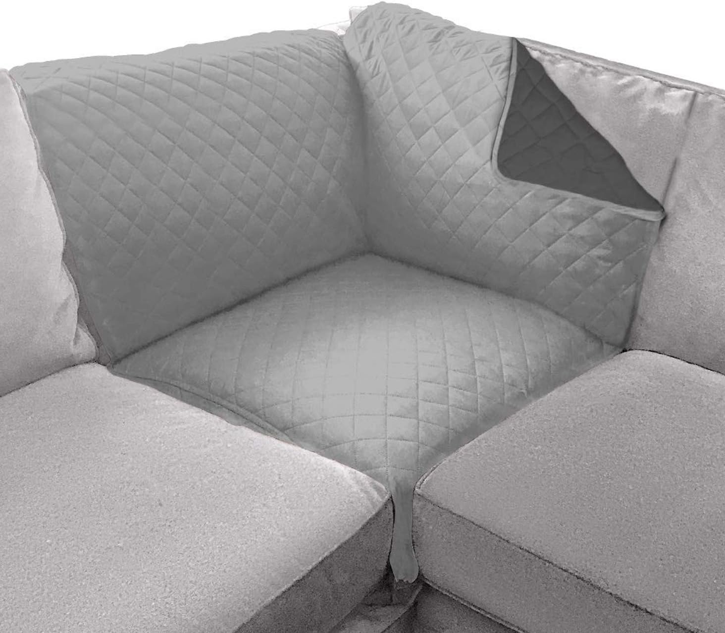 Slipcovers - Sofa Shield Patented Sectional Slip Cover, Large Cushion Protector, Reversible Stain and Dog Tear Resistant Slipcover, Quilted Microfiber 30x30” Seat, Washable Covers, Dogs Pets Kids, Lt Gray Charcoal