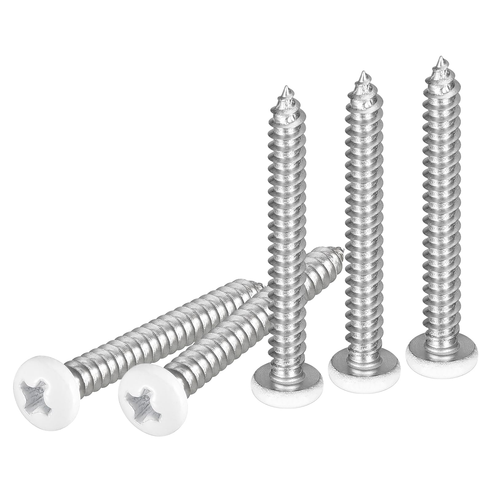 DTGN #8x1-1/2" White Screws 100Pack - 304 Stainless Steel Pan Head Phillips Sheet Metal Screw Self-tapping Screw Wood Screws
