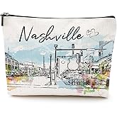 Nashville Souvenirs Travel Essentials Watercolor Nashville City Gifts for Woman Girls Makeup Bag for Purse, Travel Essentials Cosmetic Bags, Birthday Christmas Bachelorette Party Favors