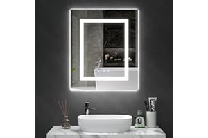 LALAHOO 19.7"x23.6" Medicine Cabinets for Bathroom, Recessed or Surface Medicine Cabinet Mirror, Front and Backlit LED Medicine Cabinet with Defogger, Dimmer,3-Color Temper Change