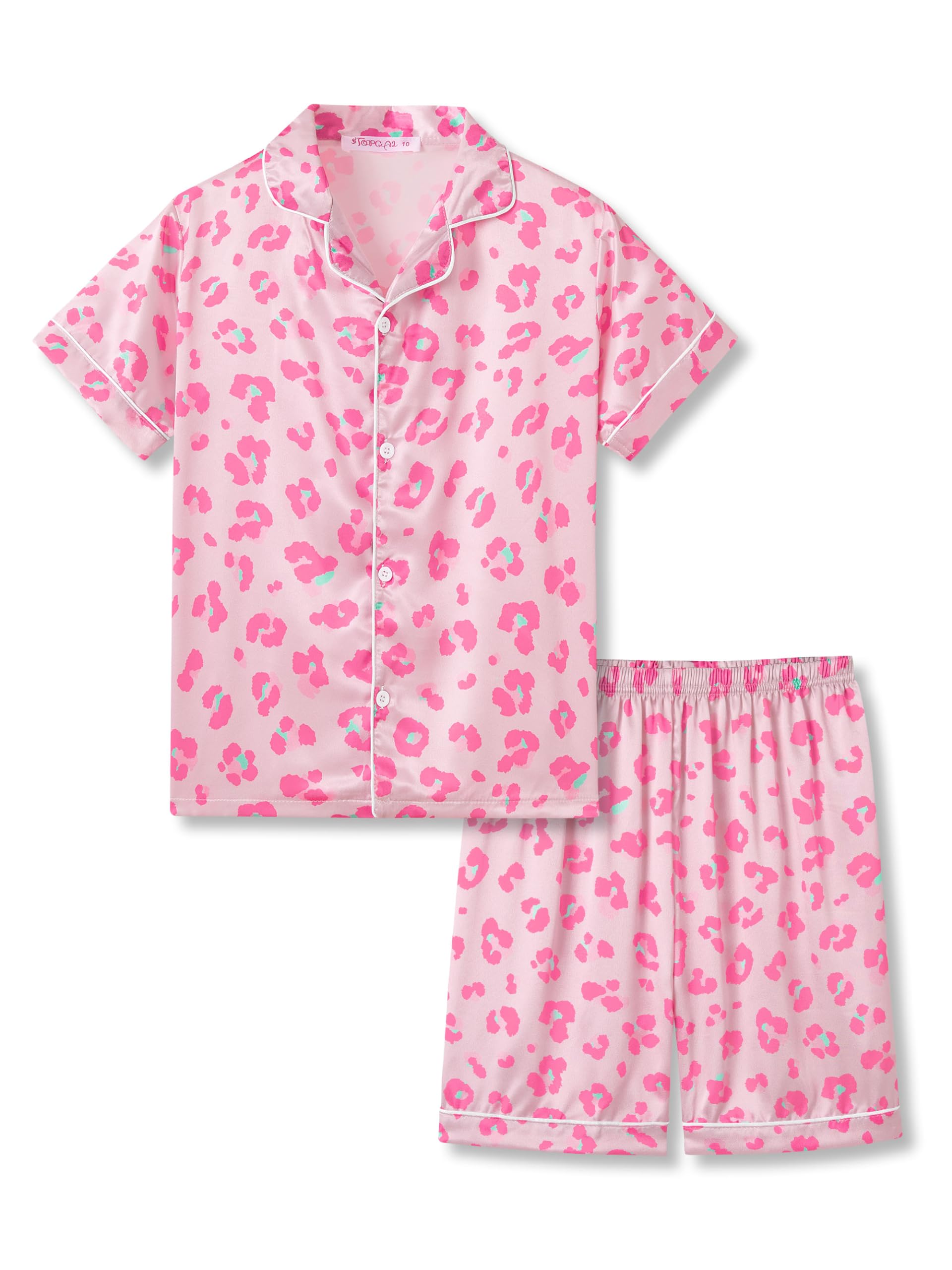 Topgal Pajamas for Girls – Green Satin Button Up