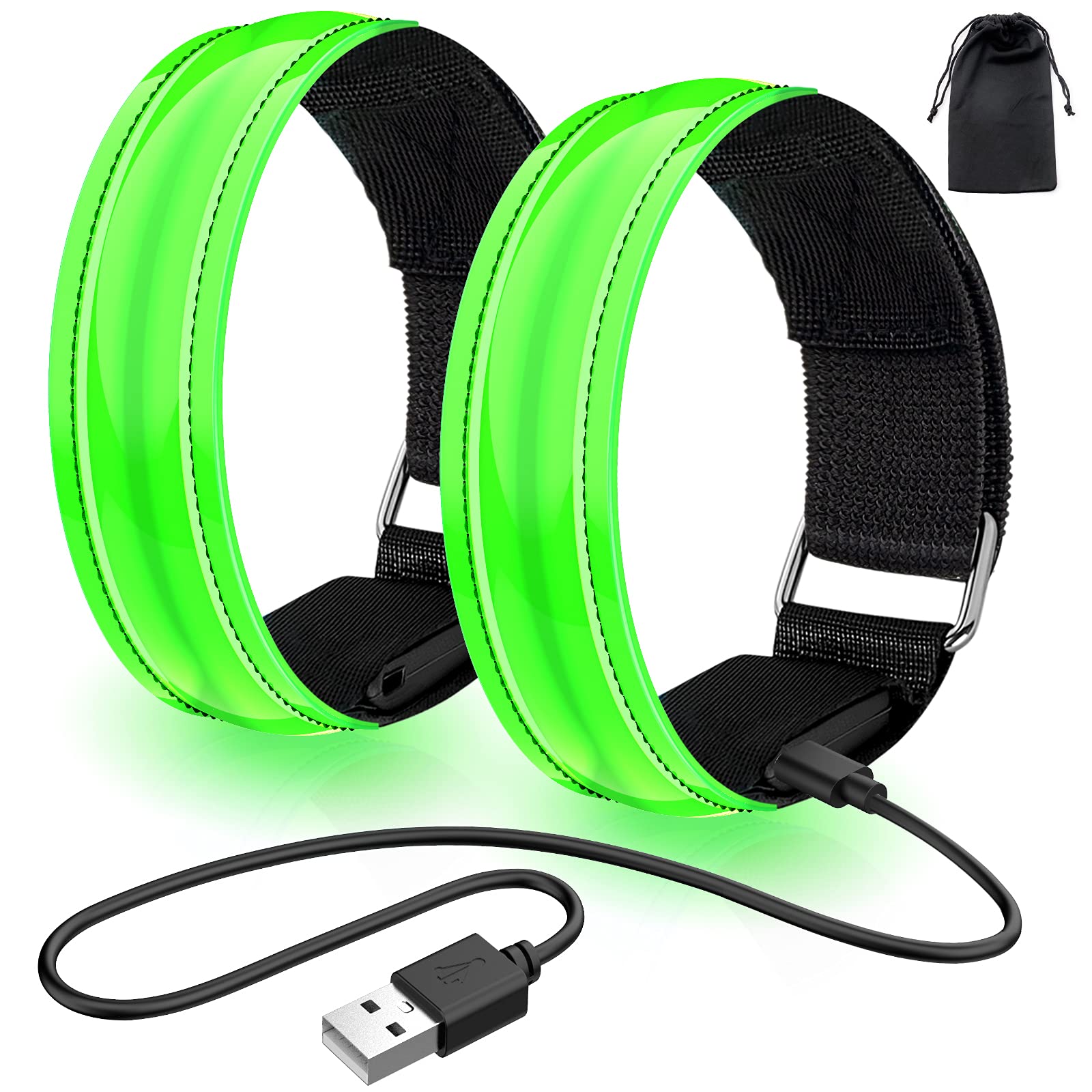 lanpard Rechargeable LED Armband,Running Light Runners,High Visibility Running Lights,Running Lights for Runners,Running Gift Accessories for Men/Women/Kids/Pets(GREEN)
