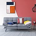 Opoiar Futon, Memory Foam Loveseat Bed,Modern Sleeper Sofa Couch Sofabed, 71 x 33 x 31.5 inches, Grey