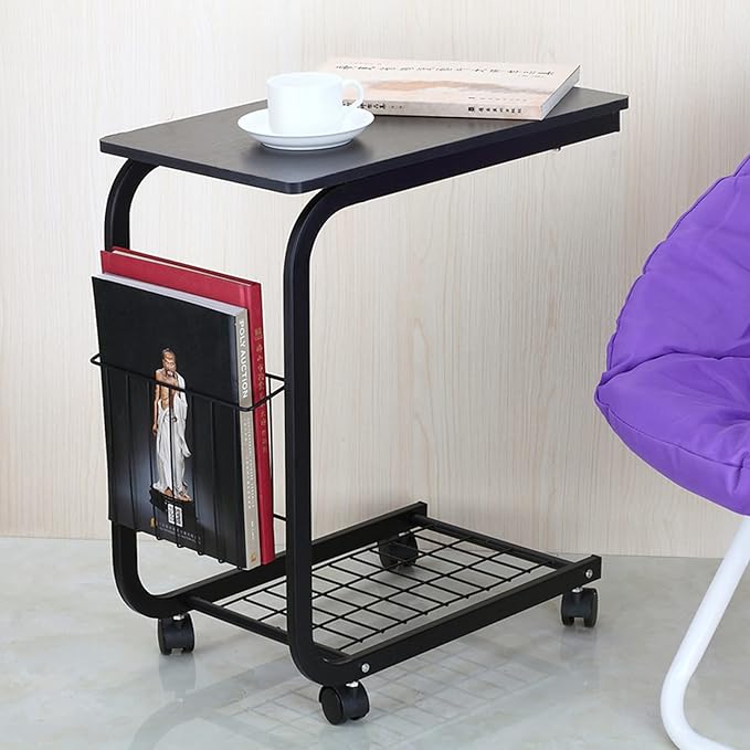Office Portable Side Table For Couch With Rolling Casters Mobile Side