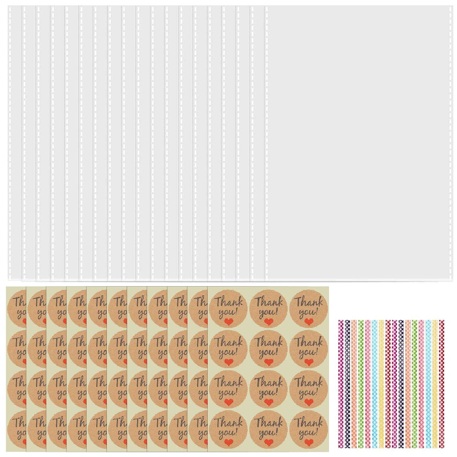 25x15 cm Cellophane Bags, 100pcs Clear Cellophane Bags with 120pcs Thank You Stickers & 100 Pieces Colorful Ties, Clear Gift Bag for Gifts,