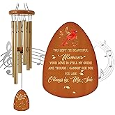 JMsuertes Cardinal Wind Chimes for Loss of Loved One 32",Memorial Wind Chimes in Memory of a Loved One, Cardinal Memorial Gift, Sympathy Bereavement Condolence Gift,Wooden,Golden
