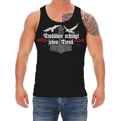 Life Is Pain Männer Achsel Trägershirt Germanischer Glaube (mit Rückendruck)