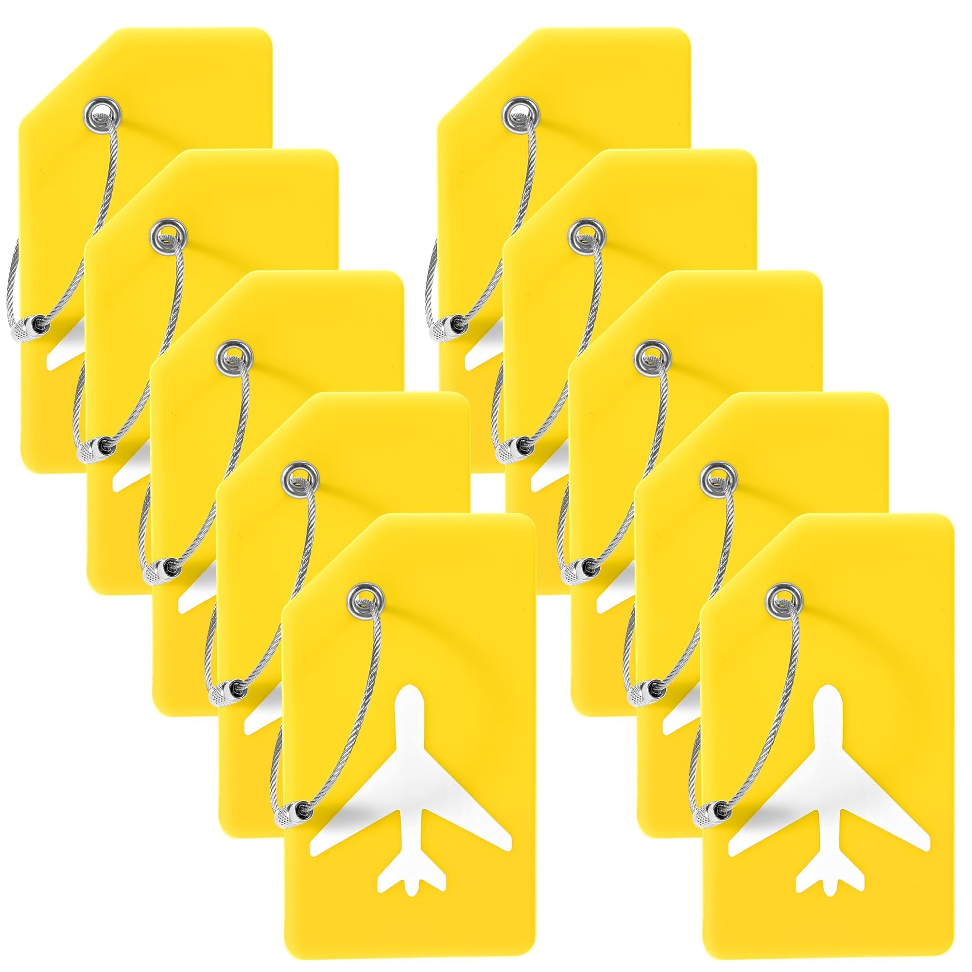 Photo 1 of 10 Pack Silicone Luggage Tag for Suitcases with Stainless Loop, TSA Approved, Privacy Protection Travel Essentials Bag Tags by Gostwo, Yellow