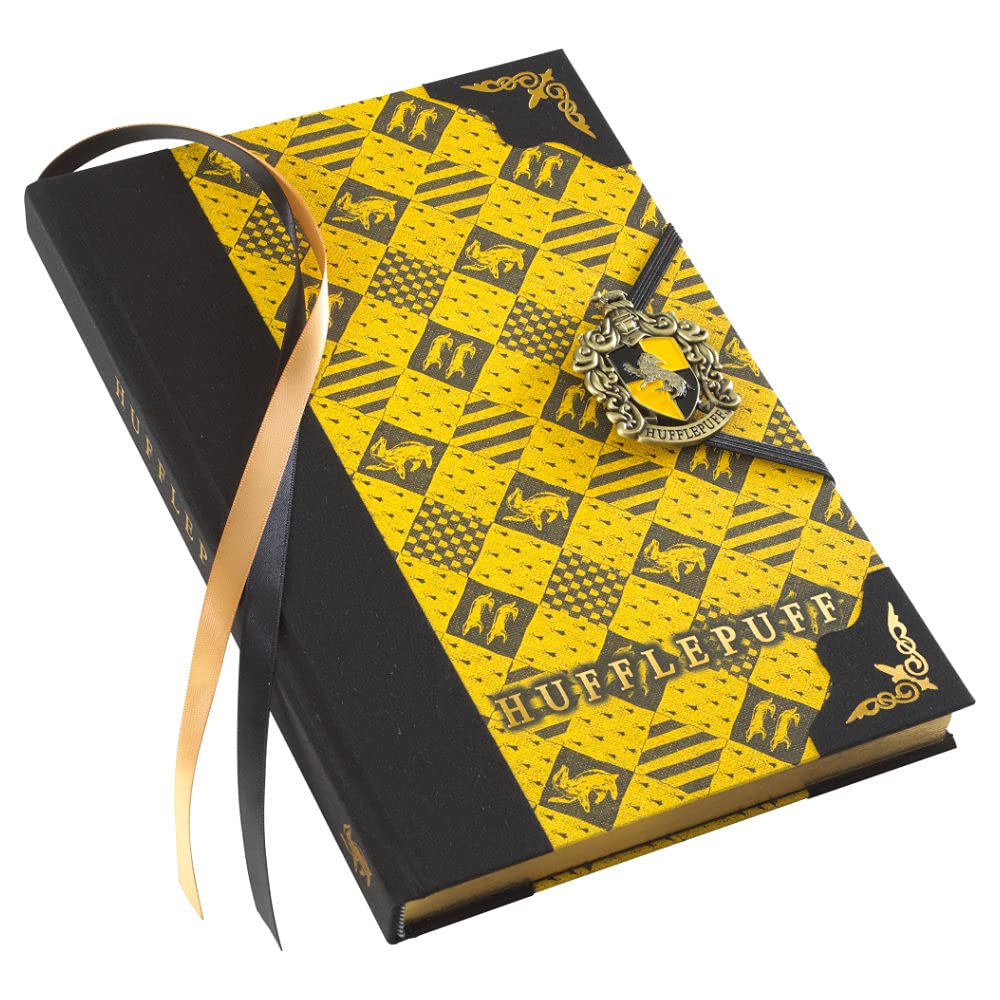The Noble Collection Harry Potter Hufflepuff Journal - 9.75in (25cm) Hardbound Lined with Gilded Edges and Die Cast Enameled Crest - Officially Licensed Film Set Movie Props Gifts