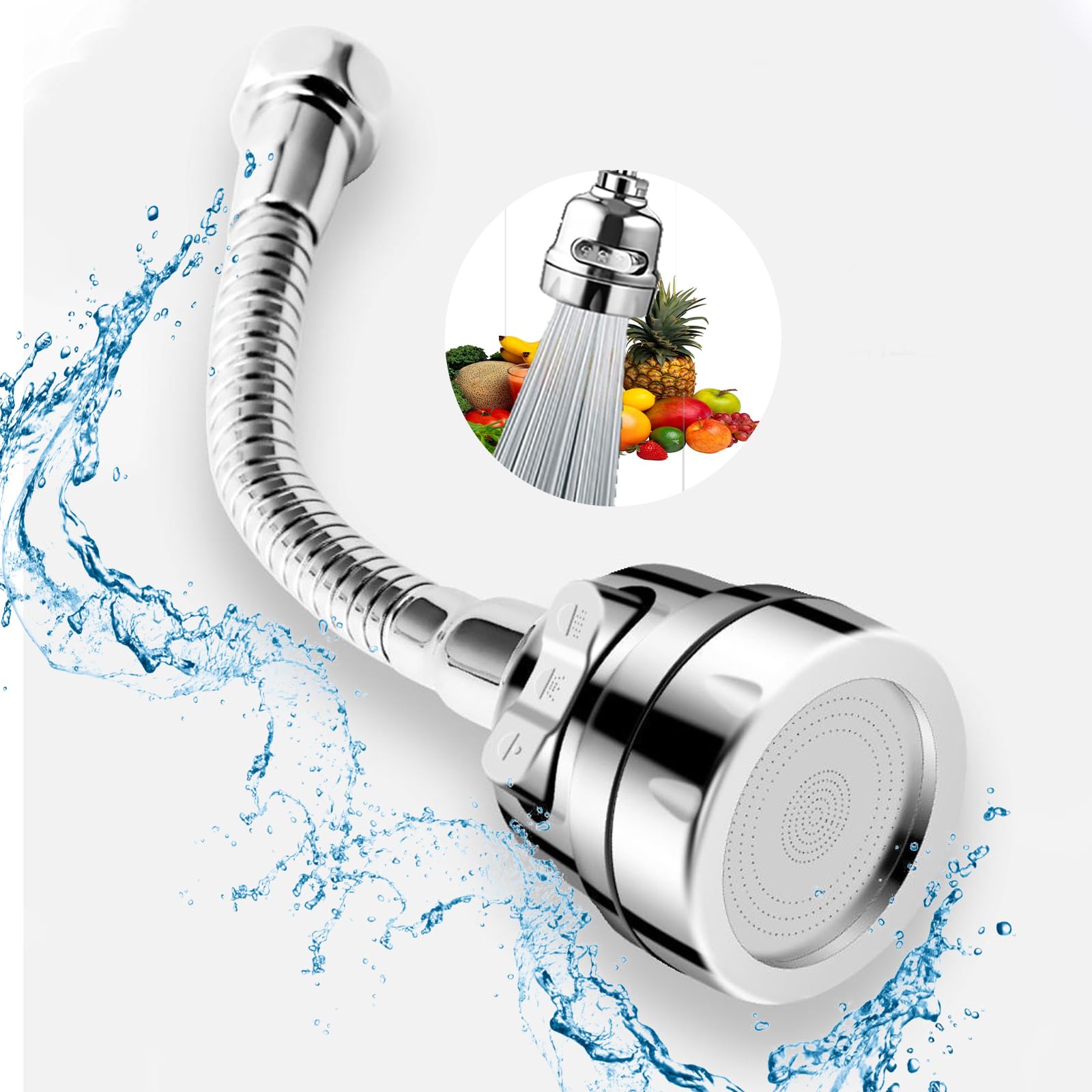 Photo 1 of Wodgreat Kitchen Faucet Sprayer Attachment, Movable Faucet Extender with 4 Spray Modes, 360° Rotatable Sink Faucet Head, Anti-Splash Tap Booster Shower and Water Saving Faucet for Kitchen-Long