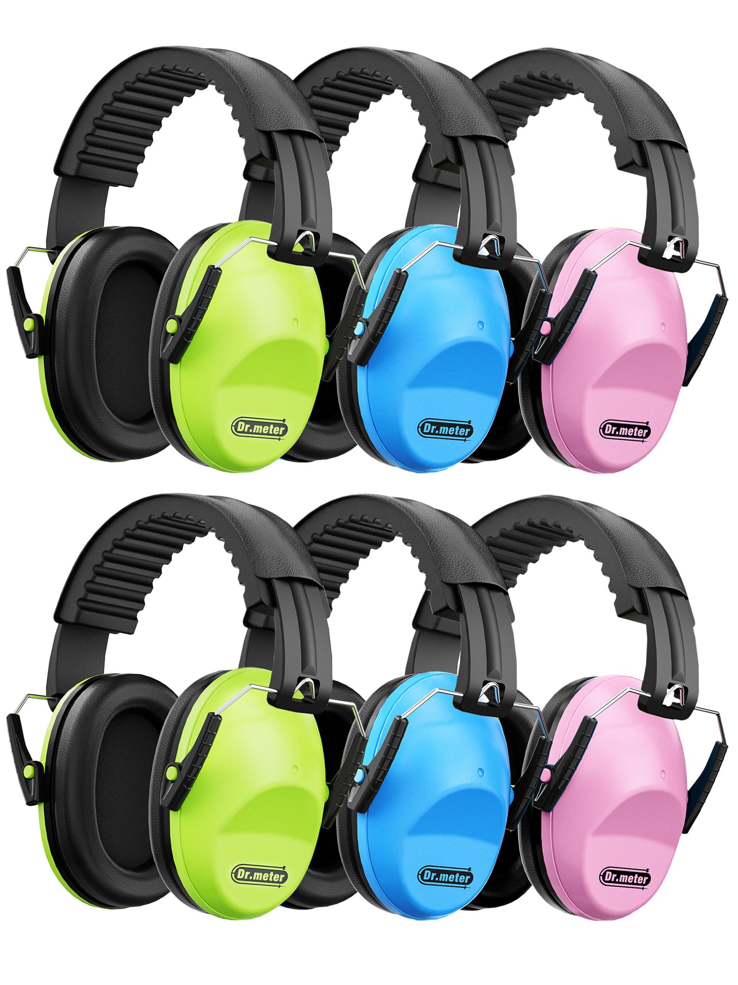 Dr.meter 6pcs Ear Muffs for Noise Reduction: 27.4SNR Noise Cancelling Headphones for Kids Adults, Adjustable Hearing Protection Earmuffs for Monster Jam, Concerts, Fireworks, Autism Sensory Classroom Image