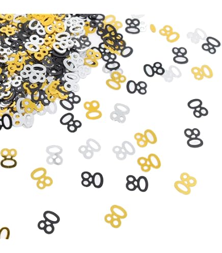 Gold-Glitzer Zahlen '80' – 12 Stück, 4 Zoll (10 Cm) Hoch, Doppelseitig, Für Geburtstagsdeko