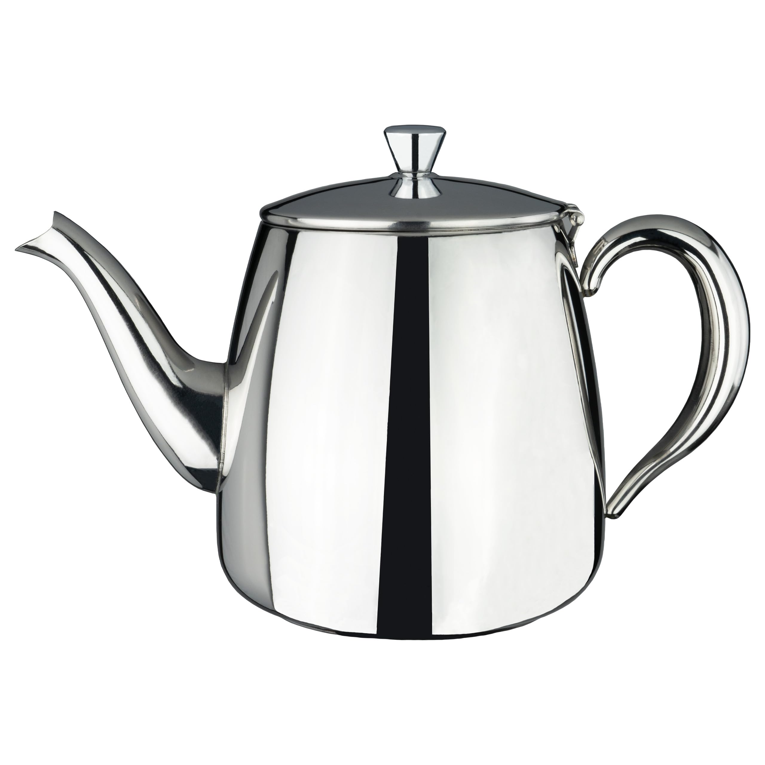 Café Olé PT-070 Premium Tea Pot, 18/10 Stainless Steel, Mirror Polished, 70oz, Stay Cool Hollow Handles, Perfect Pour Spout, Silver