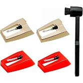 4 Pack Record Player Needles with Stylus Cleaning Brush, Turntable Record Player Needle Replacement for Crosley, Victrola, 1byone, Jensen, and more Vinyl Records