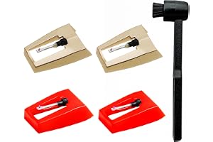 4 Pack Record Player Needles with Stylus Cleaning Brush, Turntable Record Player Needle Replacement for Crosley, Victrola, 1byone, Jensen, and more Vinyl Records